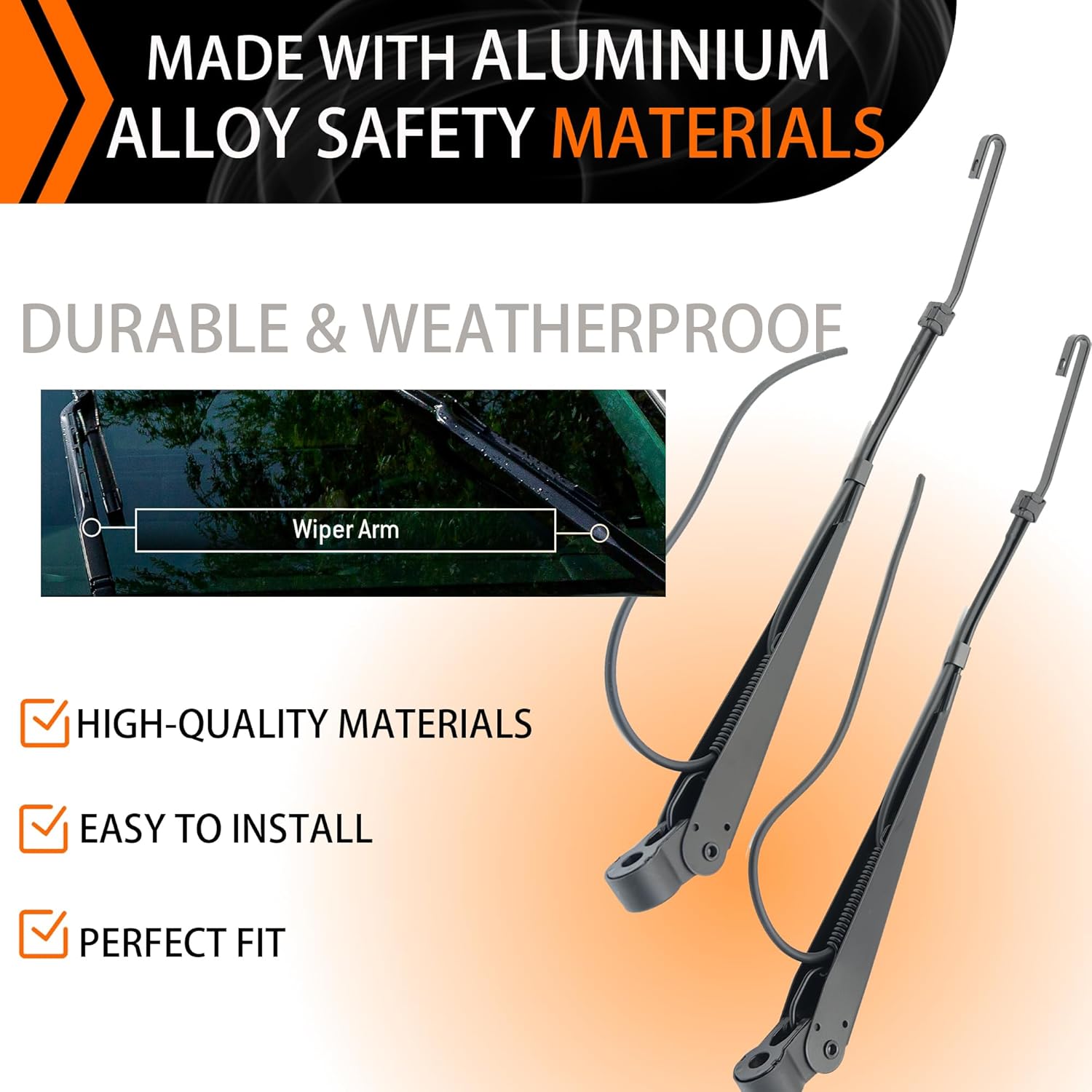 1 Pair Front Windshield Wiper Arm Kit Fits Compatible with Peterbilt 379 1990-2007 Replace OE 602511 R236002 Left and Right