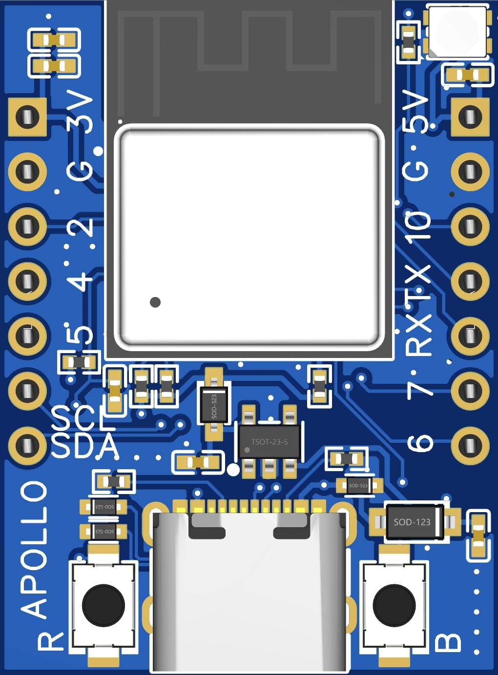 Apollo DEV-1 ESP32-C3 Development Board with USB-C, WiFi, Bluetooth, RGB LED, GPIO, and I2C. DIY Electronics, smart Home Automation, IoT Projects, and Sensor Integration. Pre-soldered Headers image 4