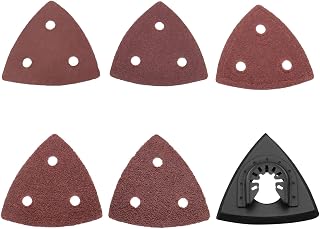 100 Pcs Triangle Sandpaper and One Triangular Sanding Tray Triangle Sandpaper 80~80mm Grit 40/60/80/120/180 Quick Change Sandpaper Compatible with Dewalt