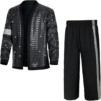 Boys 70s jacket Disco Outfits Pop King costume for kids Dance Star Set