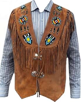 トップス LEATHER SUEDE NATIVE VEST L Men's Western Style Vest | Black Cowboy Suede Leather Vest