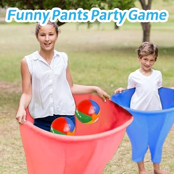 Granny Pants Yard Game for Adults Throw and Catch Ball Game Set Garden Granny Pants Outdoor Game for Birthday Family Reunions Party - with 4Pcs Big Bouncy Balls and Air Pump (Yellow)