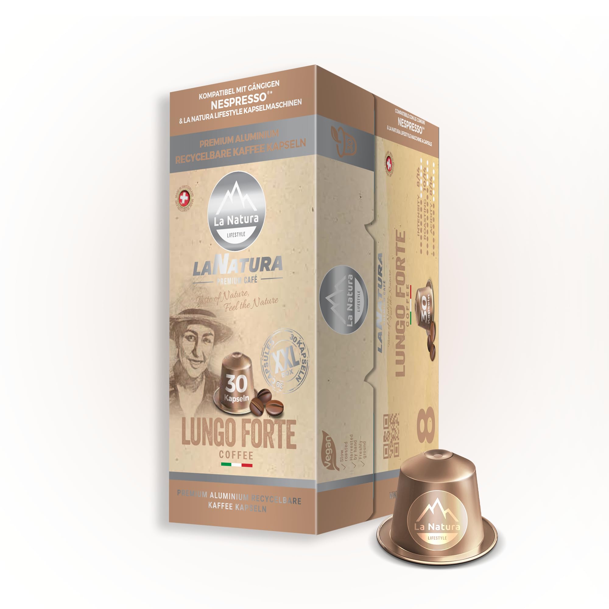 CAFÉ PREMIUM LUNGO FORTE | 150 Cápsulas de Café | Compatible con máquinas Nespresso* | Cápsulas 100% reciclables | Café con ácido fino, redondeado con sabor armonioso y discreto toque caramelo