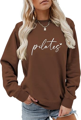 Sweatshirt For Womens Pilates Heart Graphic Long Sleeve Tops Yoga Pilates Worker Gift Shirts Crewneck Sweatshirts
