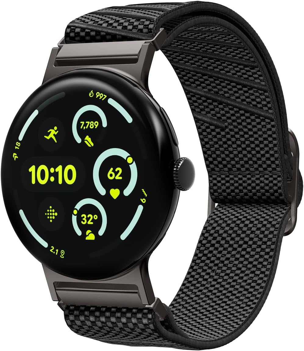 Spigen for Pixel Watch Band, Lite Fit X Compatible with Google Pixel Watch 4/3 45mm/41mm, 2/1 41mm Lightweight Breathable Adjustable Nylon Elastic Strap