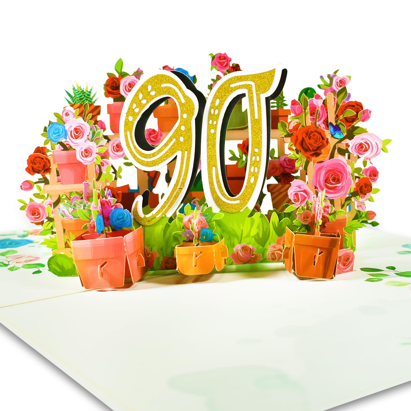 GREETING ART 90th Birthday Pop Up Card,Happy 90th Birthday Card,Birthday Card for 90 Years Old, 90th Birthday Card for Grandparent,Grandma, Grandpa, Mom, Dad, Husband, Wife