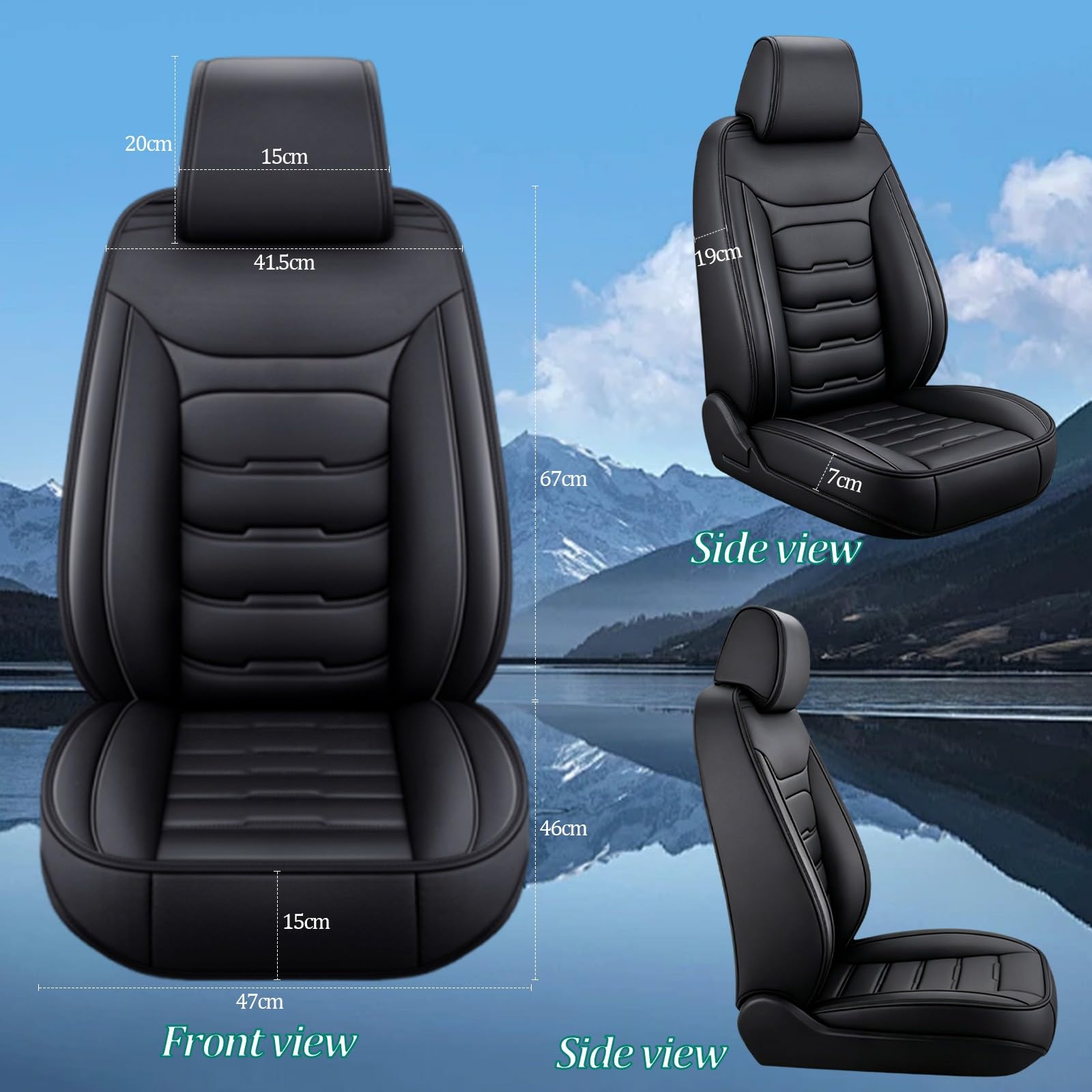 Fundas Asientos Delanteros Coche para Citroën C5 aircross 2017-2022,Protector de Asiento Delantero para Conductor y Copiloto, Compatibles con Airbags Protector Delantero,Negro