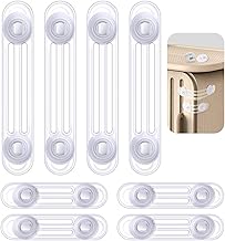 Pack of 8 Child Safety Cabinet Drawers, Two Size Door Locks, 4 Long Handle Baby Cabinet Lock and 4 Short Handle Drawer Lock Children, 3M Adhesive No Drilling, Transparent