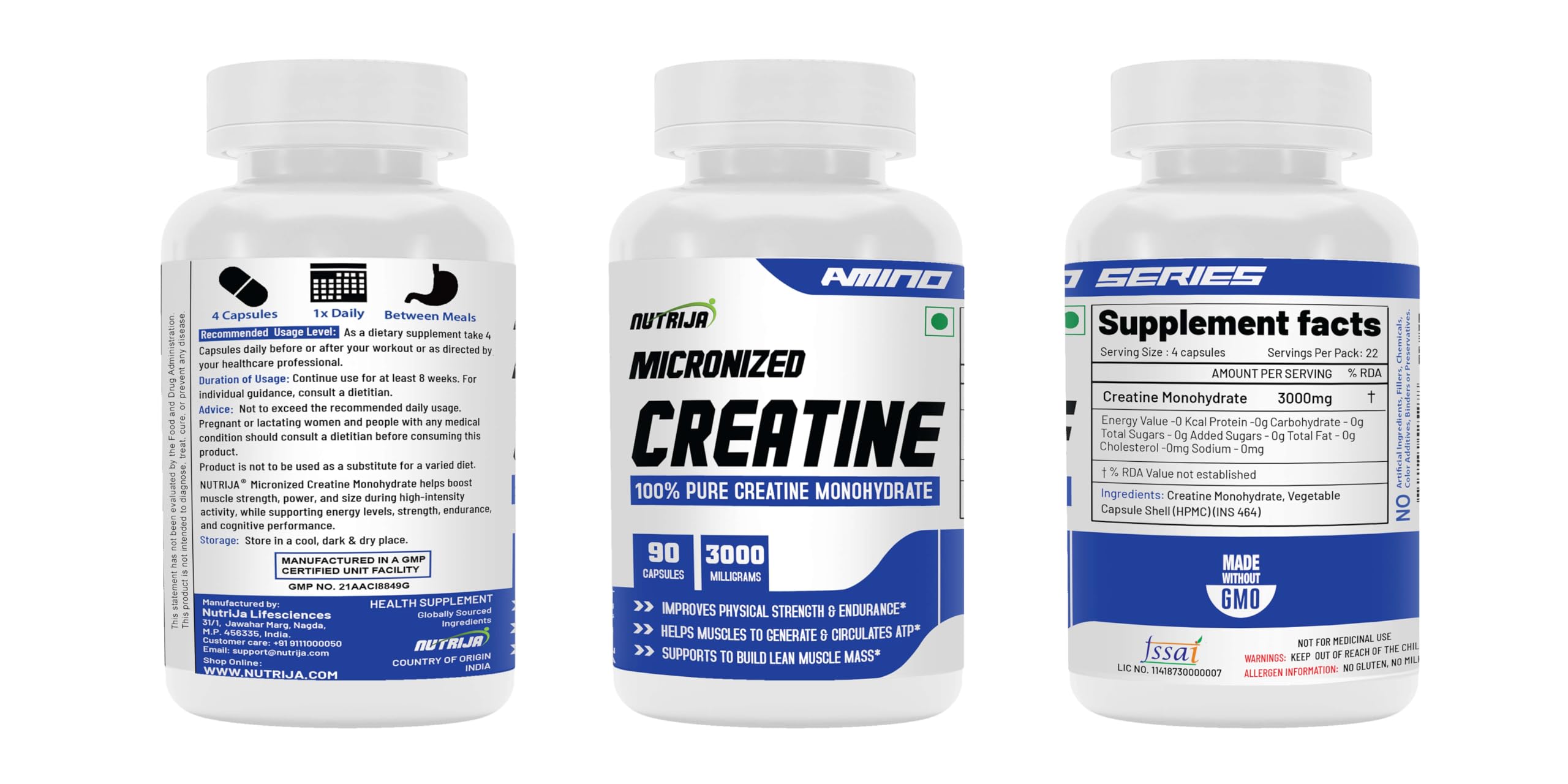 NutriJa Creatine Monohydrate 3000mg Capsules | Improves physical strength & endurance | Ideal Workout supplement | 90 Capsules — Amazon image 4