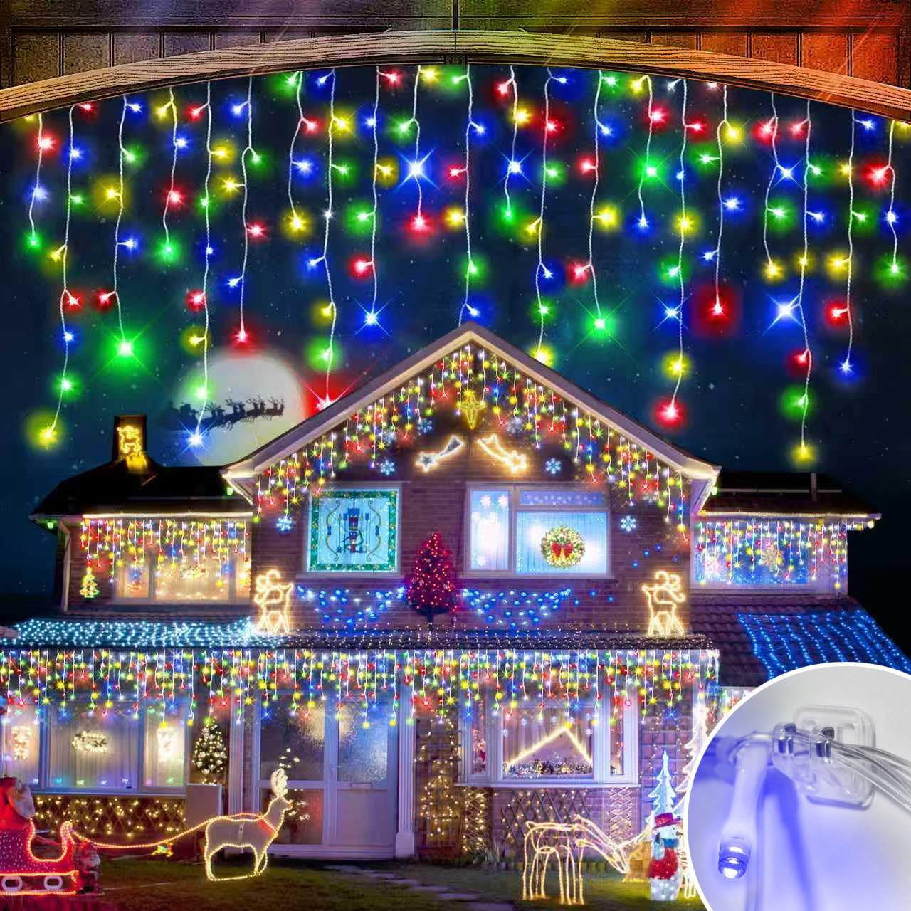 98FT Christmas Lights Outdoor Decorations 900LED Fairy String Light 12 Lighting Modes with Timer Memory Waterproof Christmas Light for Yard Roof Party Holiday Wedding Garden Decor