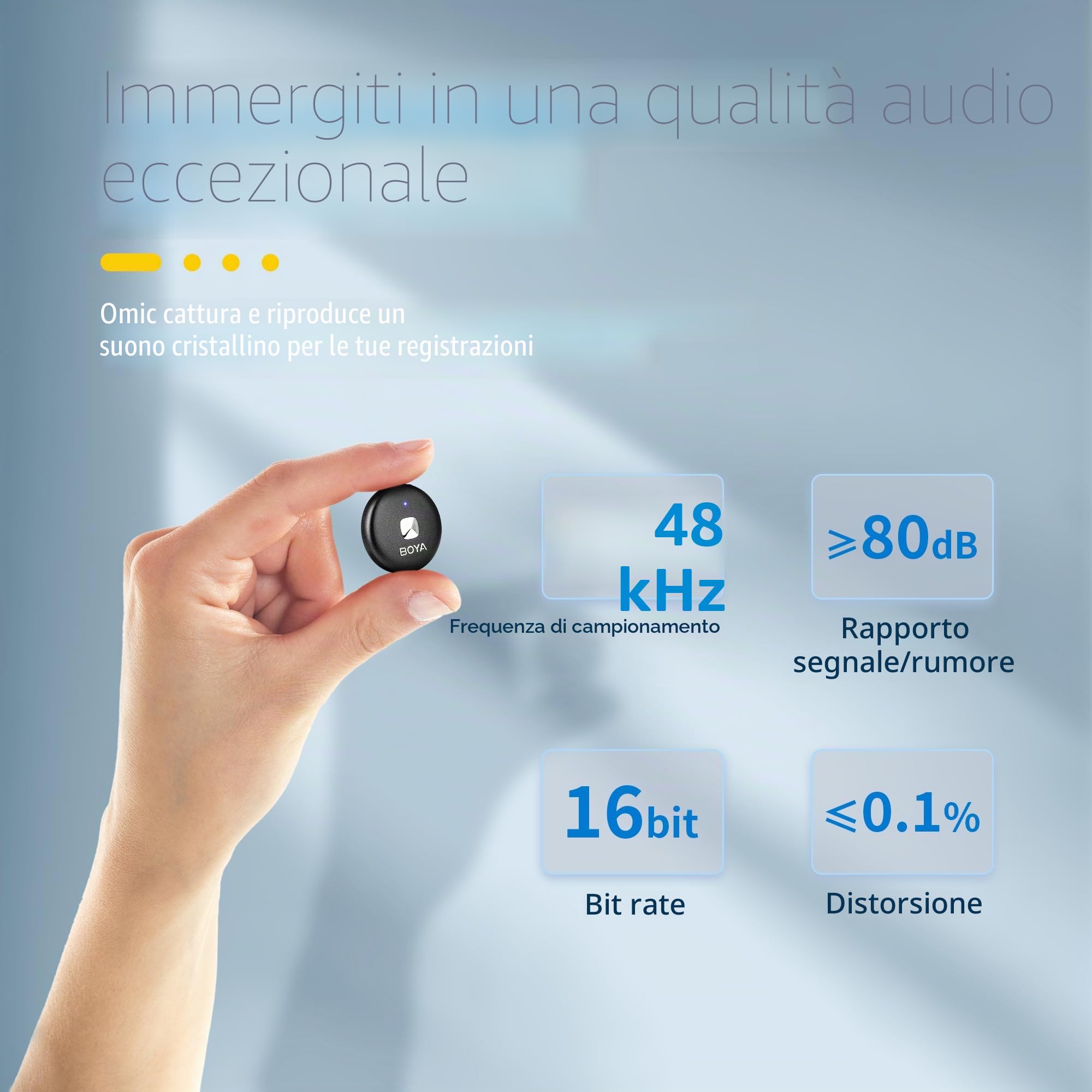 BOYA OMIC-U Microfono Lavalier Wireless USB-C per Telefono Mobile Android, iPhone 15, iPad - Mini Lapel per Vlog, Podcast - Plug and Play