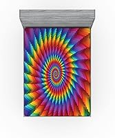 Vista 124 de Ambesonne - Sábana bajera ajustable multicolor, en colores y tres tamaños Azul y gris