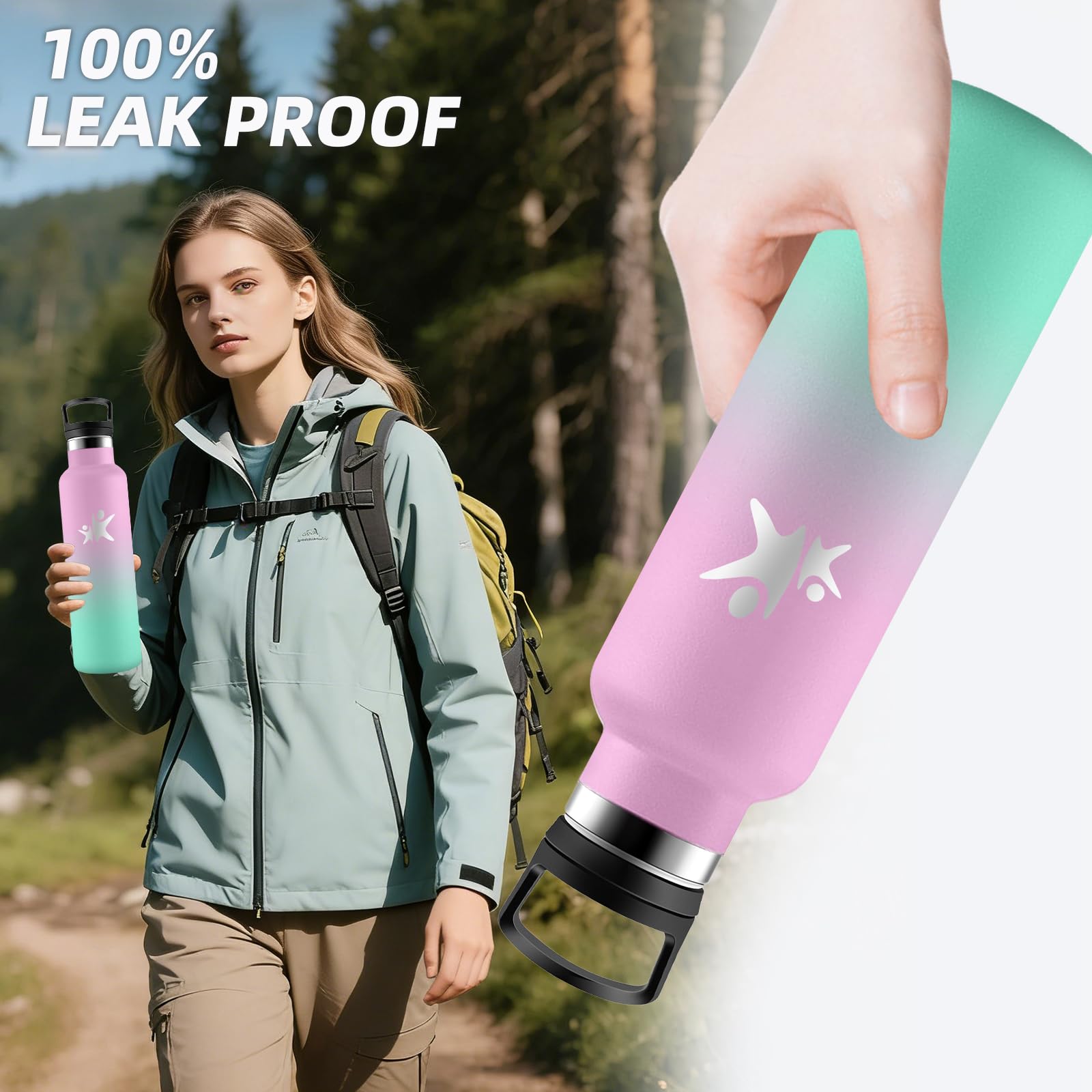 Grsta Borraccia Termica, Bottiglia Termica 750ml, Senza BPA, Bottiglia Termica Con filtro e Cannuccia, Borraccia Sportiva, Senza Perdite, Borracce per Campeggio, Viaggio, Palestra, Escursionismo