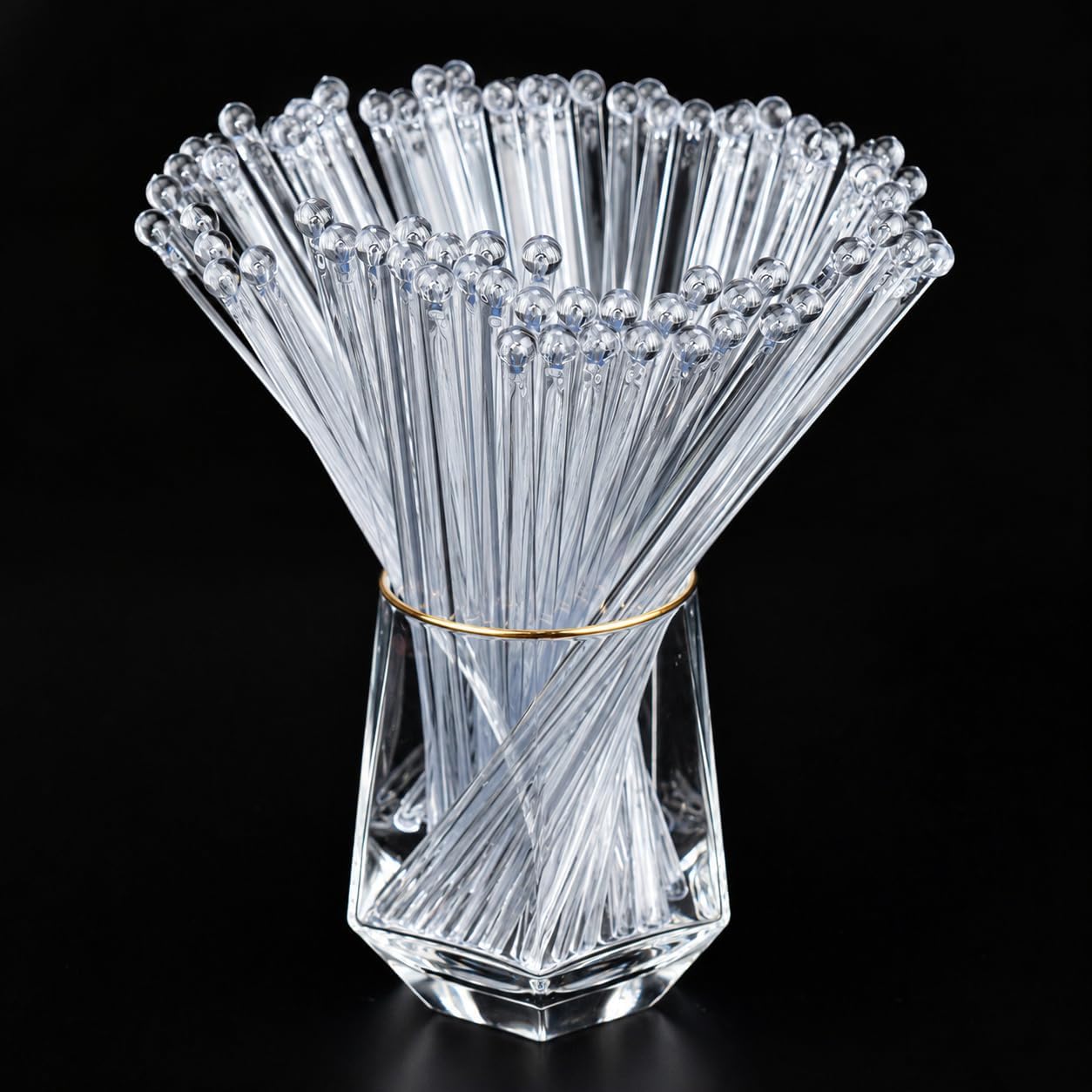 50 PCS Clear Plastic Swizzle Sticks, Crystal Cake Pops, Cocktail Stirrers