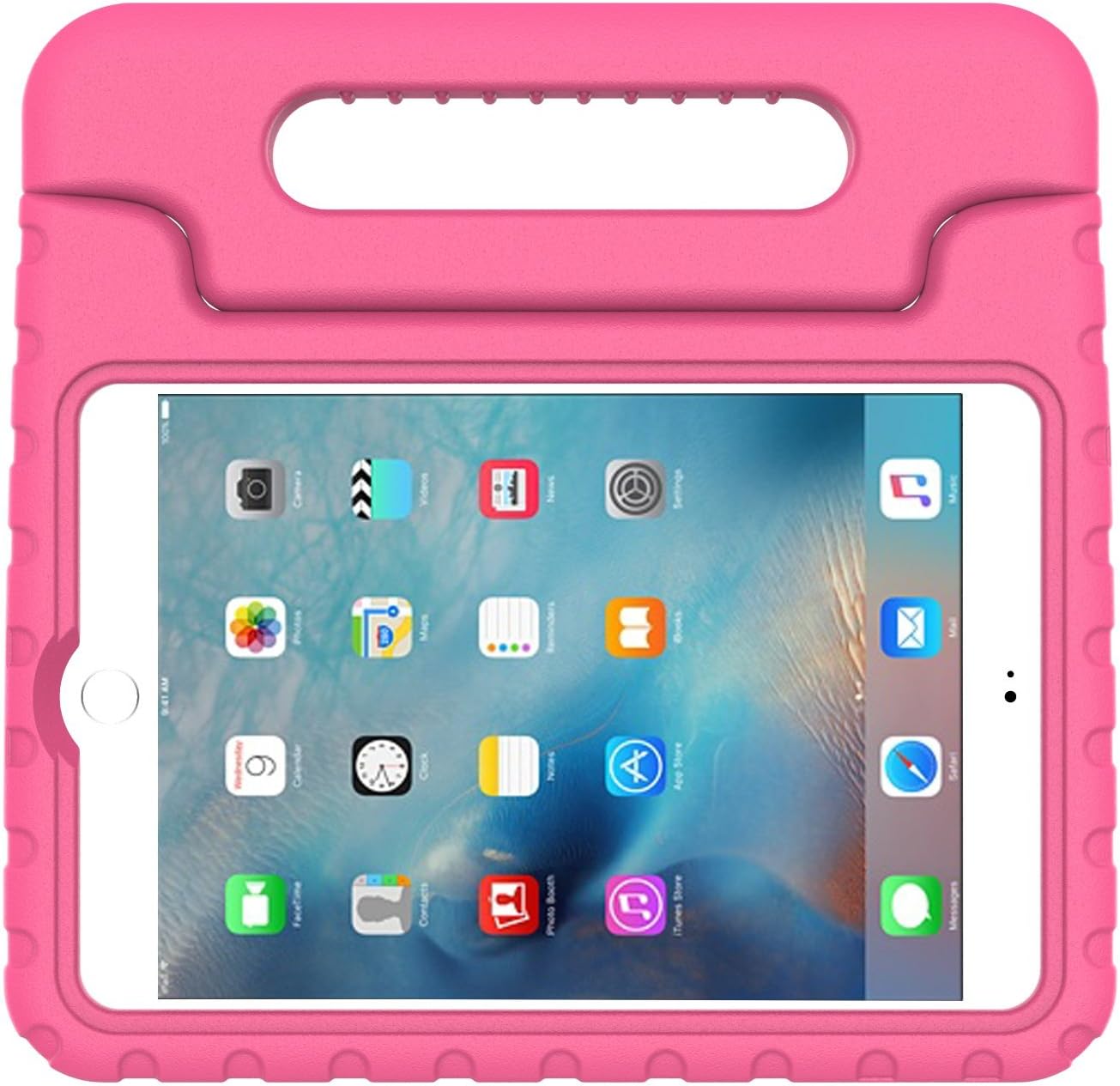 MoKo Case Fit iPad Mini 4 - Kids Shock Proof Convertible Handle Light Weight Super Protective Stand Cover Case Fit Apple iPad Mini 4 2015 Tablet, Magenta