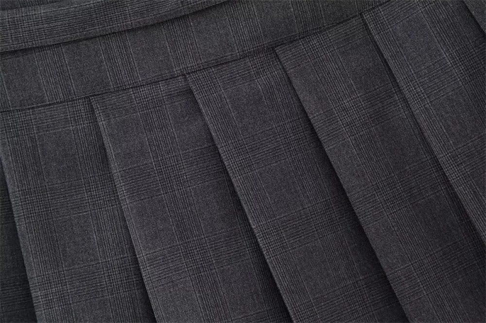 SWEPER Jupe Courte Femme - Mini Jupe Plissée pour Femmes, Style Britannique, Ceinture Décorée, Mode, Fermeture Éclair, Taille Haute, Jupe Trapèze, Culotte Courte, Automne