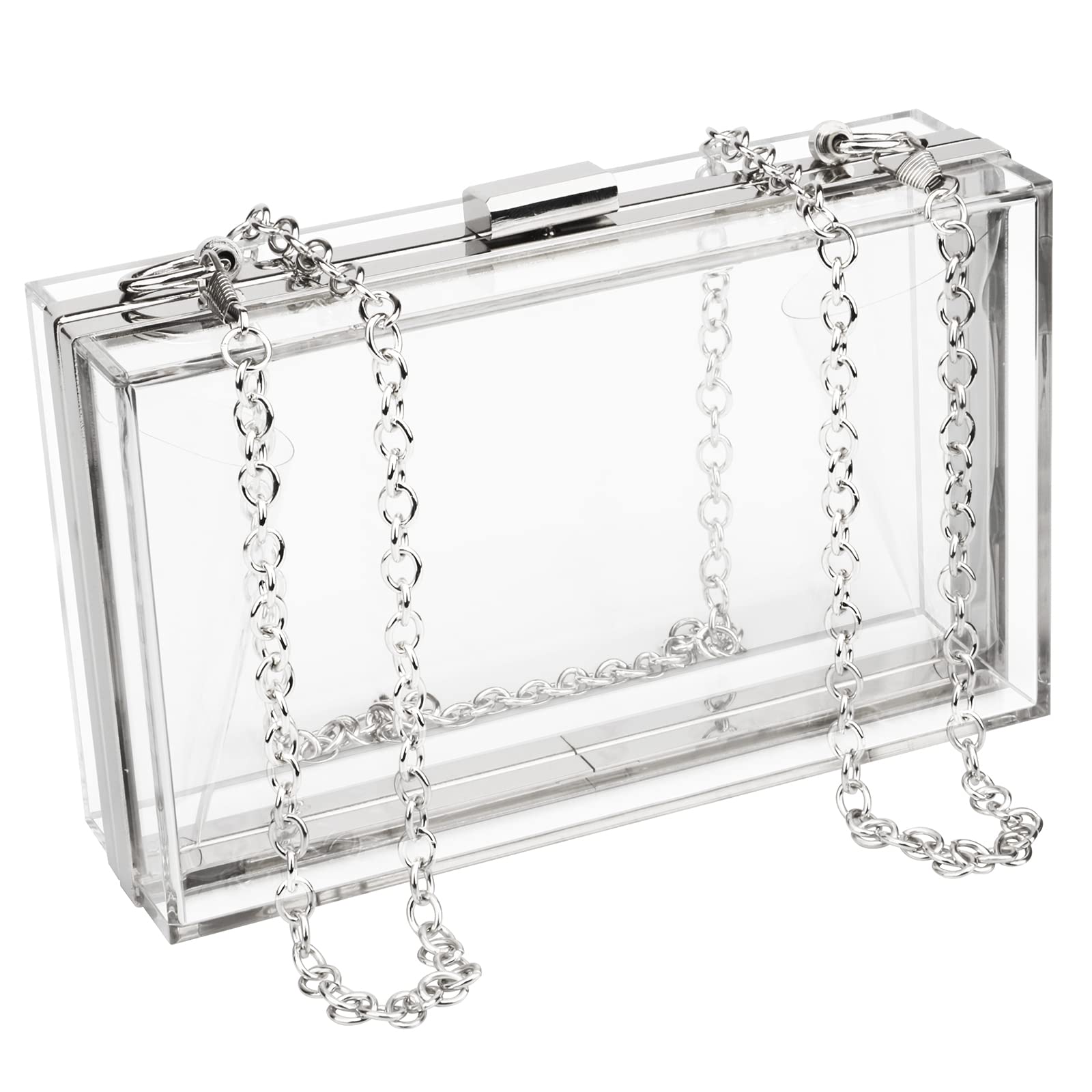 WEDDINGHELPERTransparent Clear Acrylic Square jelly Evening Bag for Women, Clear&sliver1