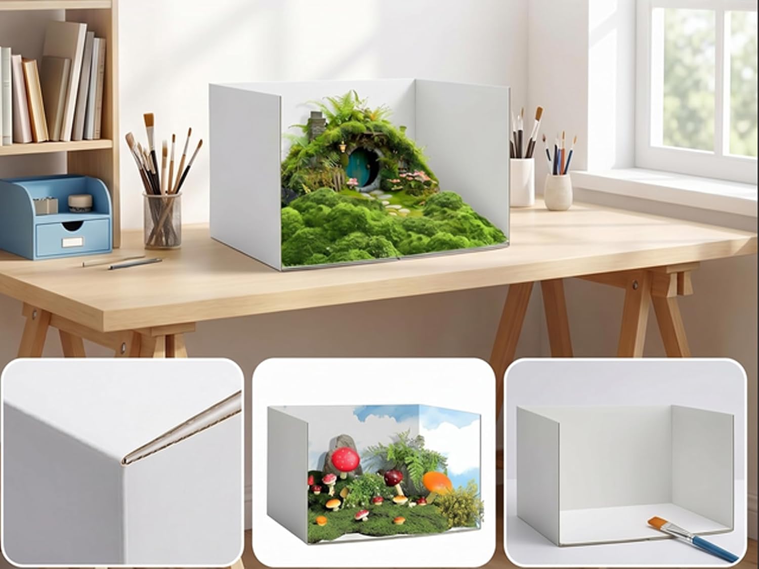 Diorama Box, Cardboard Diorama Kit, 13 x 8.7 x 8.3 Inch Display Box with Double-Sided Tape for School Project, DIY Crafts