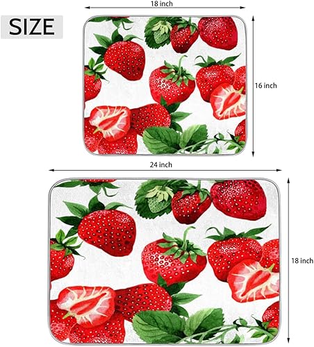 Miniatura 2 de Fruit Strawberry Dish Drying Mat 16x18 Inch Absorbent Reversible Microfiber Dish for Kitchen Coffee Bar Countertop