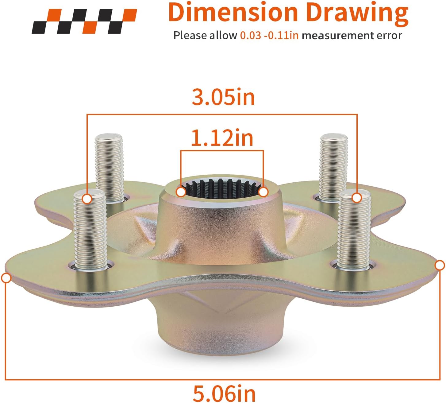 Rear Wheel Hub for Yamaha Big Bear Wolverine Moto-4 Kodiak 350 400 YFM350 YFM400 Timberwolf Bear Tracker 250 YFM250 YFB250 1987-2006 2HR-25383-01-00