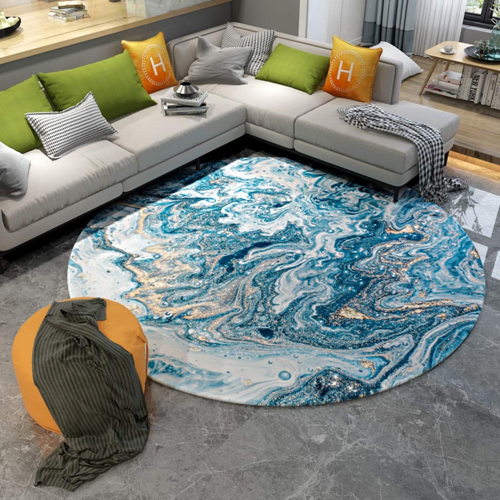 Ronde tapis salon contemporain bleu vert tapis rond 120cm pour séjour