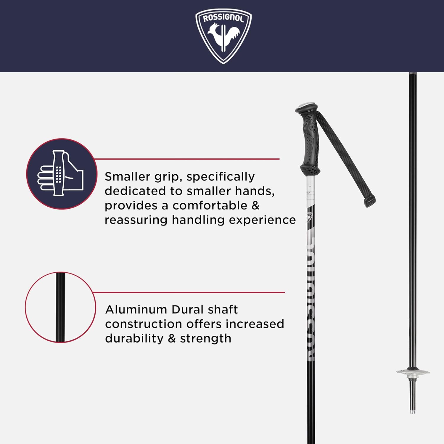 Rossignol Tactic Alpine Ski Poles - Lightweight Kids’ Downhill Ski Poles - Blue