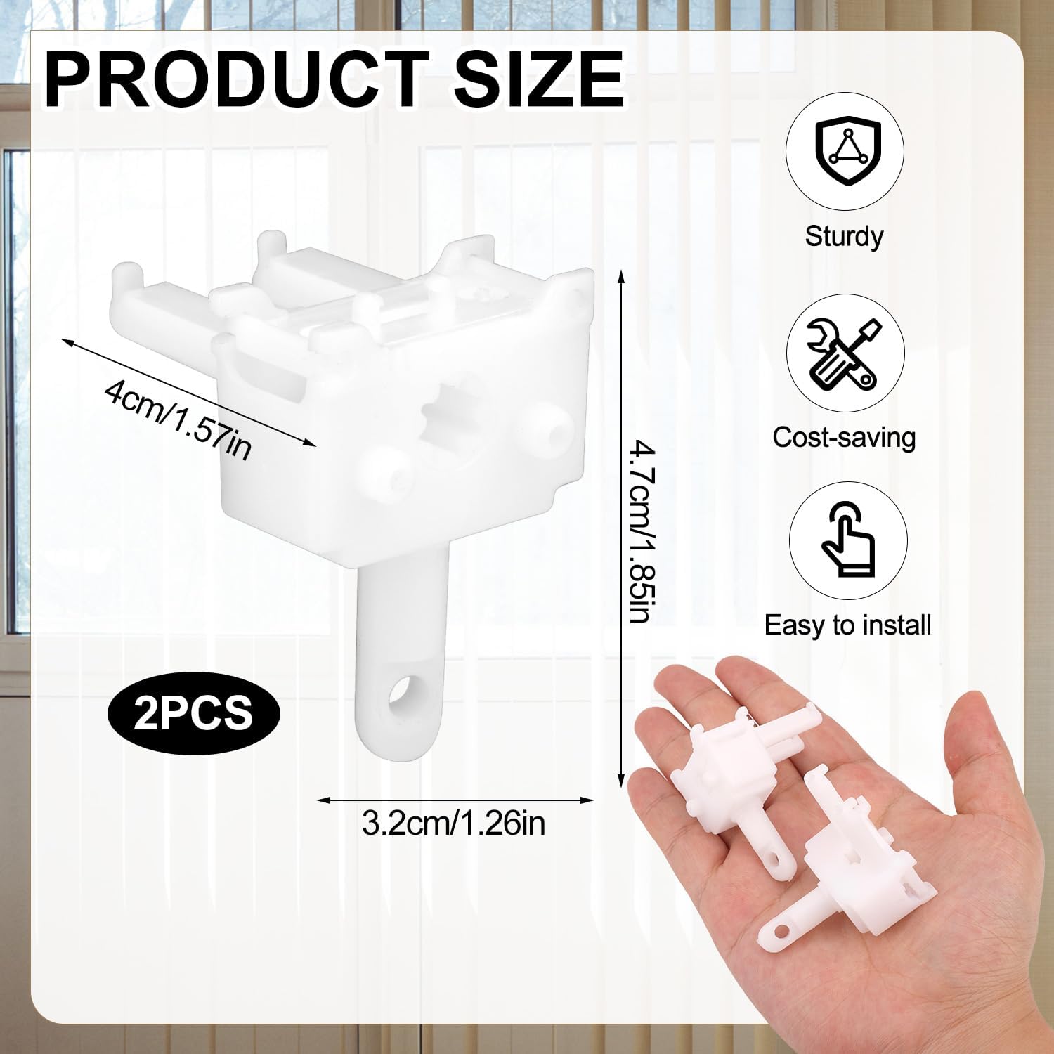 2pcs Vertical Blinds Replacement Parts, POM Material Control Wand Replacement White Repair Kit