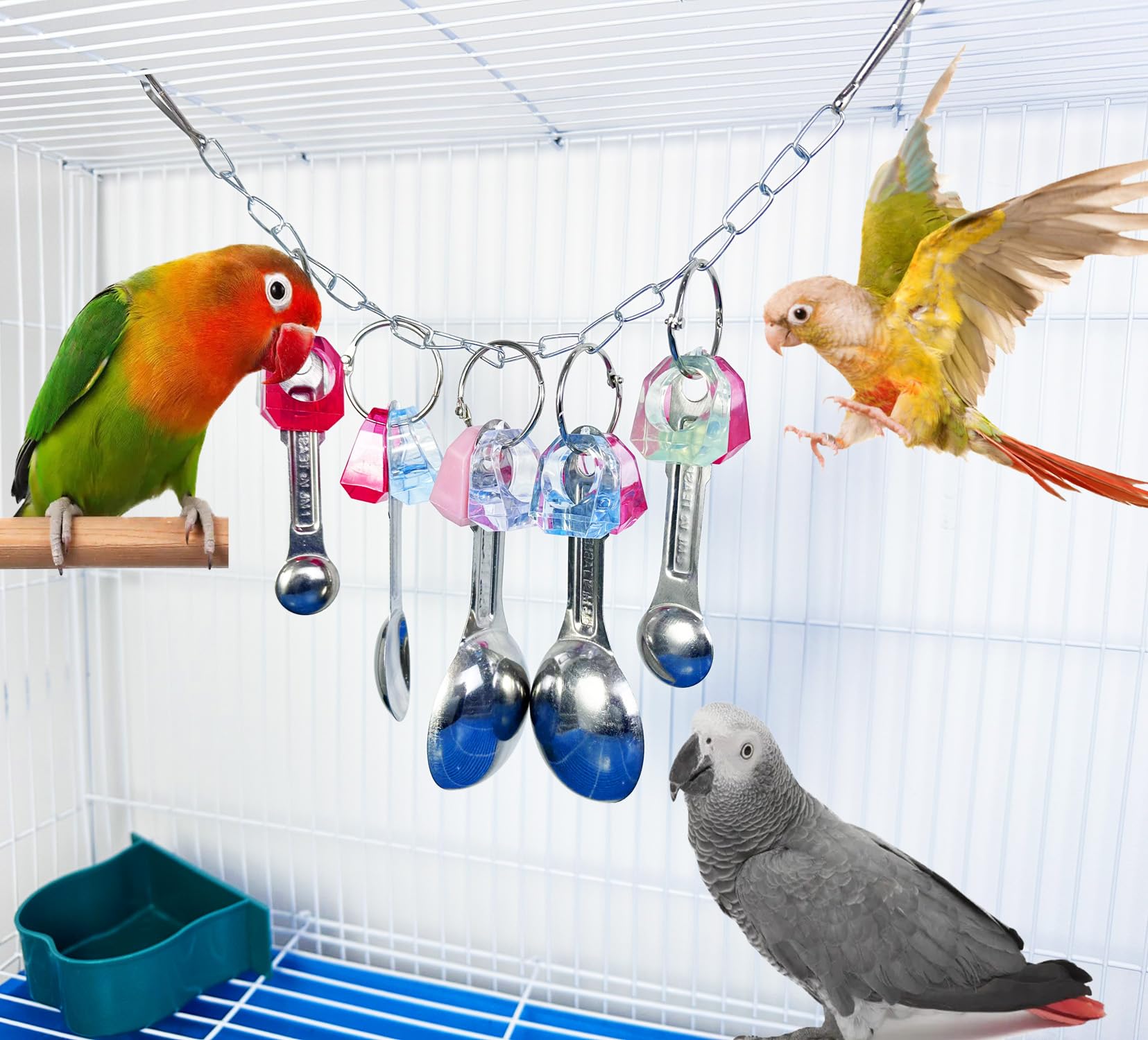 Bird Toys For Parrots - Wood & Stainless Steel Chew Toys For Budgies, Conures, Cockatiels & More
