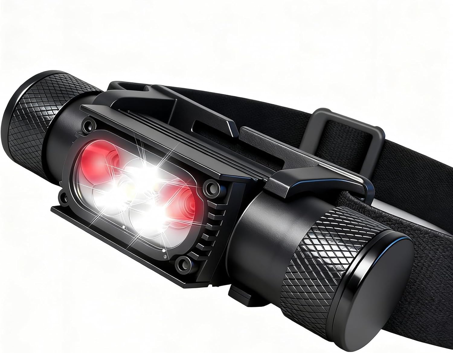 LED Headlamp Rechargeable - 1600 Lumen Super Bright USB Rechargeable Headlight - IP65 Waterproof Head Lamp with 10 Modes for Outdoor Hiking,Camping,Fishing(White & Red)