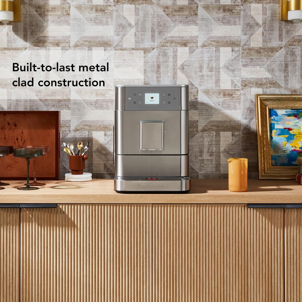 KitchenAid W pełni automatyczny ekspres do kawy I KF6 I gorące napoje od espresso do cappuccino I z 15 wstępnie ustawionymi napojami, automatycznym spienianiem i podgrzewaniem mleka (stal nierdzewna)