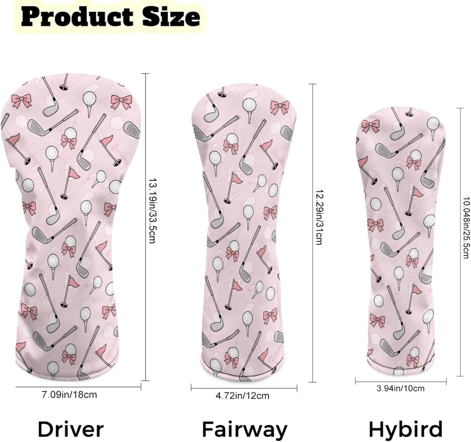 Rnyleeg Golf Club Head Covers for Women Driver Head Cover Leather Fairway Wood Headcover Hybrid Headcovers for Golf Clubs