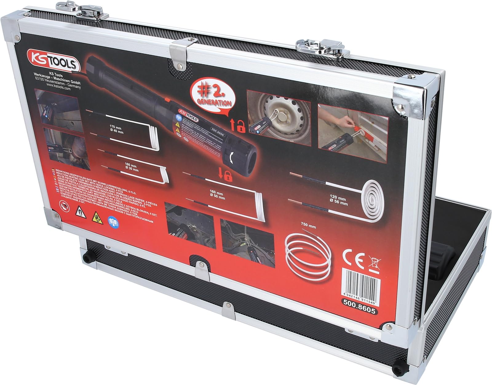 KS Tools 500.8605 Induktions-Heizpistolen-Satz 1000W mit Schnellverriegelung, 6-tlg