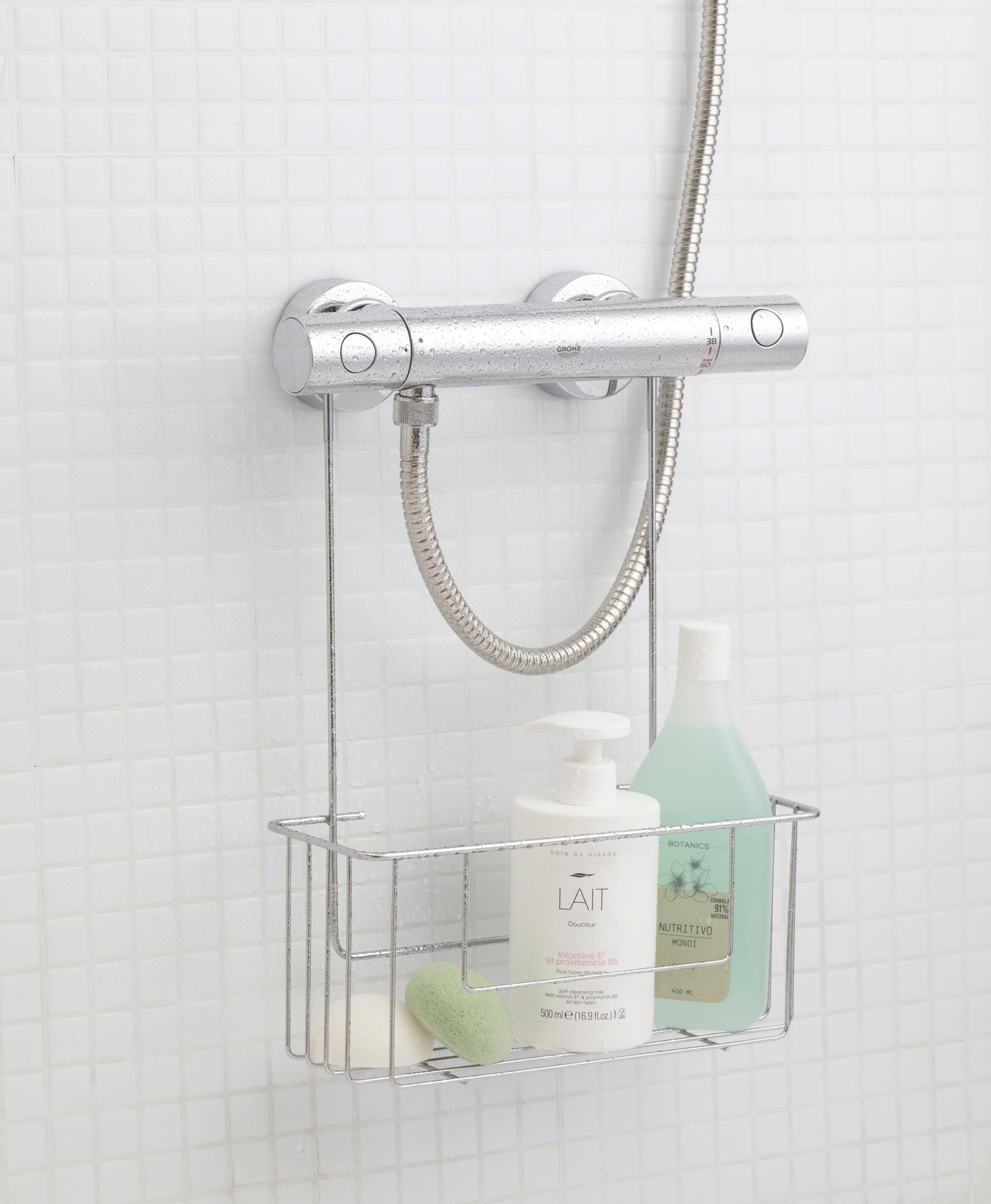 TATAY Porta Sapone per Doccia Appendino Doccia 100% Inossidabile | Resiste Umidità e Corrosione | Installazione Facile Senza Fori | Design Moderno | Pulizia Facile | 28 x 12,5 x 39 cm – Metallo