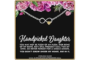 Sterling Silver Infinity Heart Necklace Daughter from Mom | Stepmother Gift for Adopted Daughter/Stepdaughter