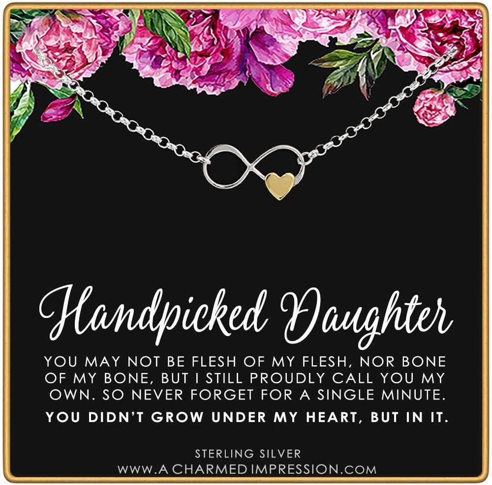 A Charmed Impression Sterling Silver Infinity Heart Necklace - Handpicked Daughter Stepmom Gift