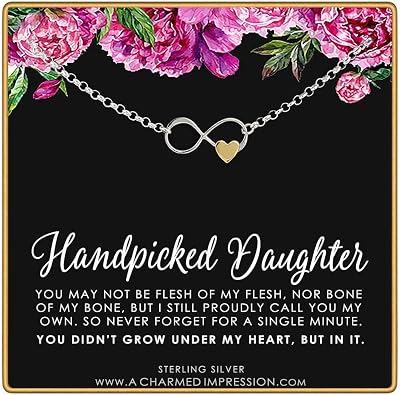 Sterling Silver Infinity Heart Necklace - Handpicked Daughter Stepmom Gift