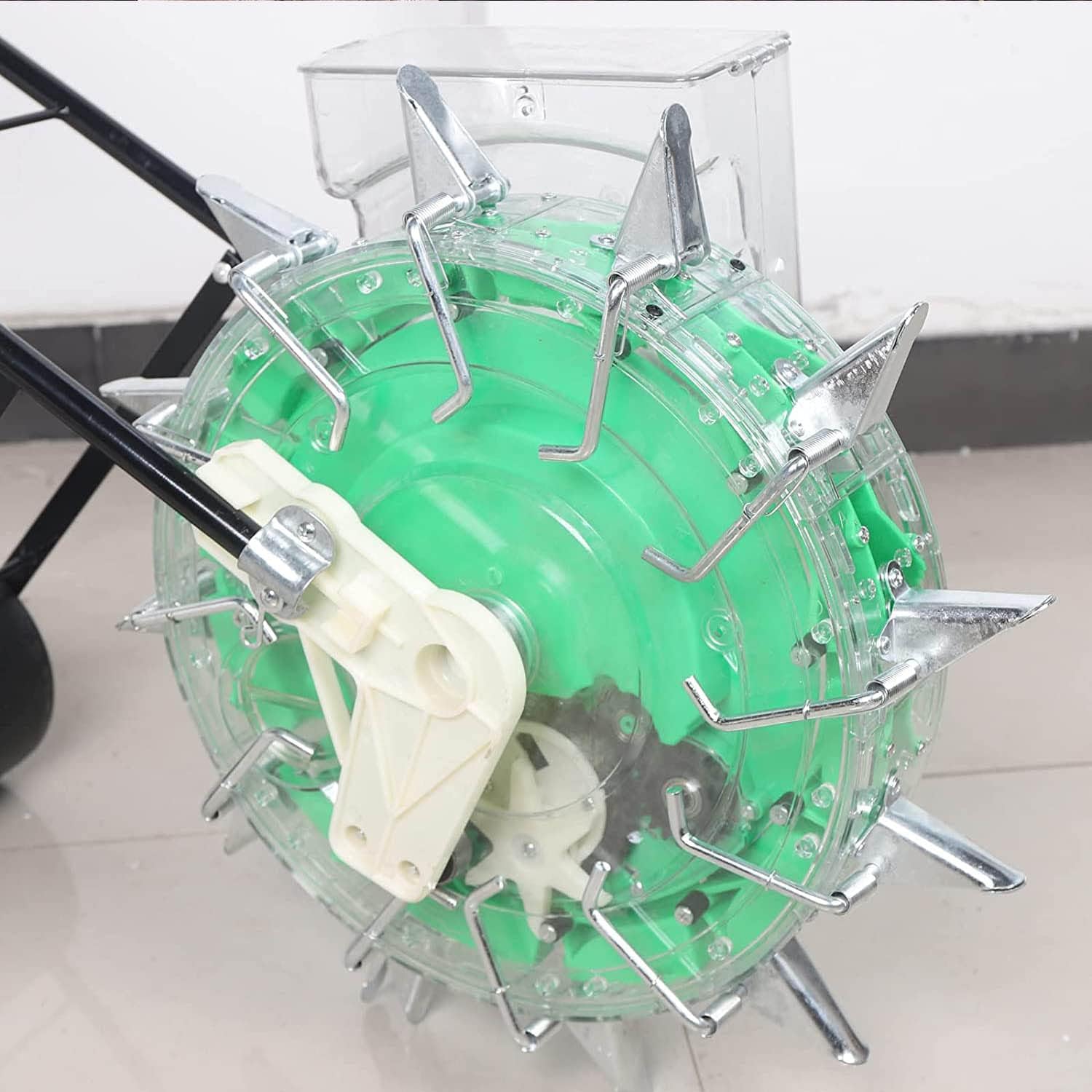 Portable Garden Seeder, Hand-Push Roller Seeder, Garden Seed Planter with 12 Seed Plates, Lawn Fertilizer Spreader for Corn Cotton Soybean