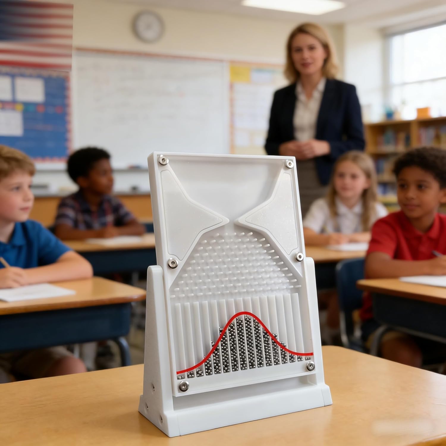 Tablero De Galton De Escritorio for Physical School Laboratory Teaching Cool Science Gadgets Physics Lab Teaching Tool with Bell Curve(White)
