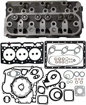 Complete Cylinder Head + Full Gasket Kit Compatible with Kubota D1005 Engine B7510DT B2320DT B2320DWO B2320HSD BX2660 F2560E ZD25F ZD326