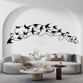 Metal Flying Flock of Bird Wall Art, Flying Birds Metal Wall Art, Bird Wall Art Metal, Line Art Wall Decor, Animal Wall Art, Nature Wall Art, Farmhouse Wall Decor, Housewarming Gift Black, 24"x7"/60x17cm