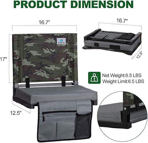 Miniatura 2 de Asientos de estadio con soporte de espalda, asientos de estadio para gradas con soporte de espalda, asientos portátiles con cojines y mochilas,