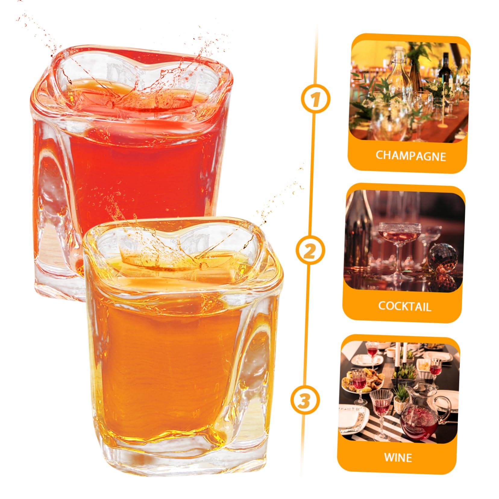 6pièces Lot de Verres à Shot Forme de Cœur Verre à Cocktail pour Fêtes