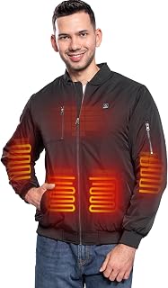 Men's Heated Jacket with 12V Battery, Bomber Jacket Padded Waterproof Heating Coat for Winter Outdoor