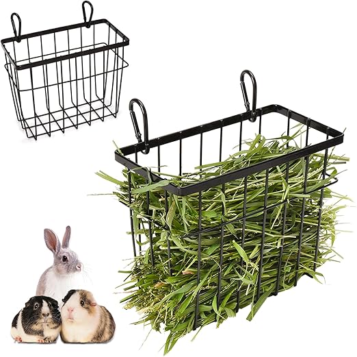 Rabbit hay Feeder Sangle Sopffy 2PCS, Guinea Pig hay Feeder with Metal Frame for Guinea Pig Chinchilla Bunny, Chinchilla cage Accessories