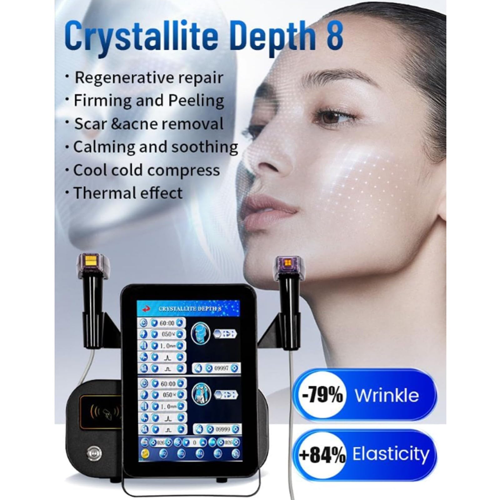 2 In 1 Macchina Bellezza Microaghi Rimozione Cicatrici Acne, Macchina Rassodamento Pelle Microaghi RF 8 Mm Profondità, Macchina RF Frazionata Smagliature Per Lifting Del Viso