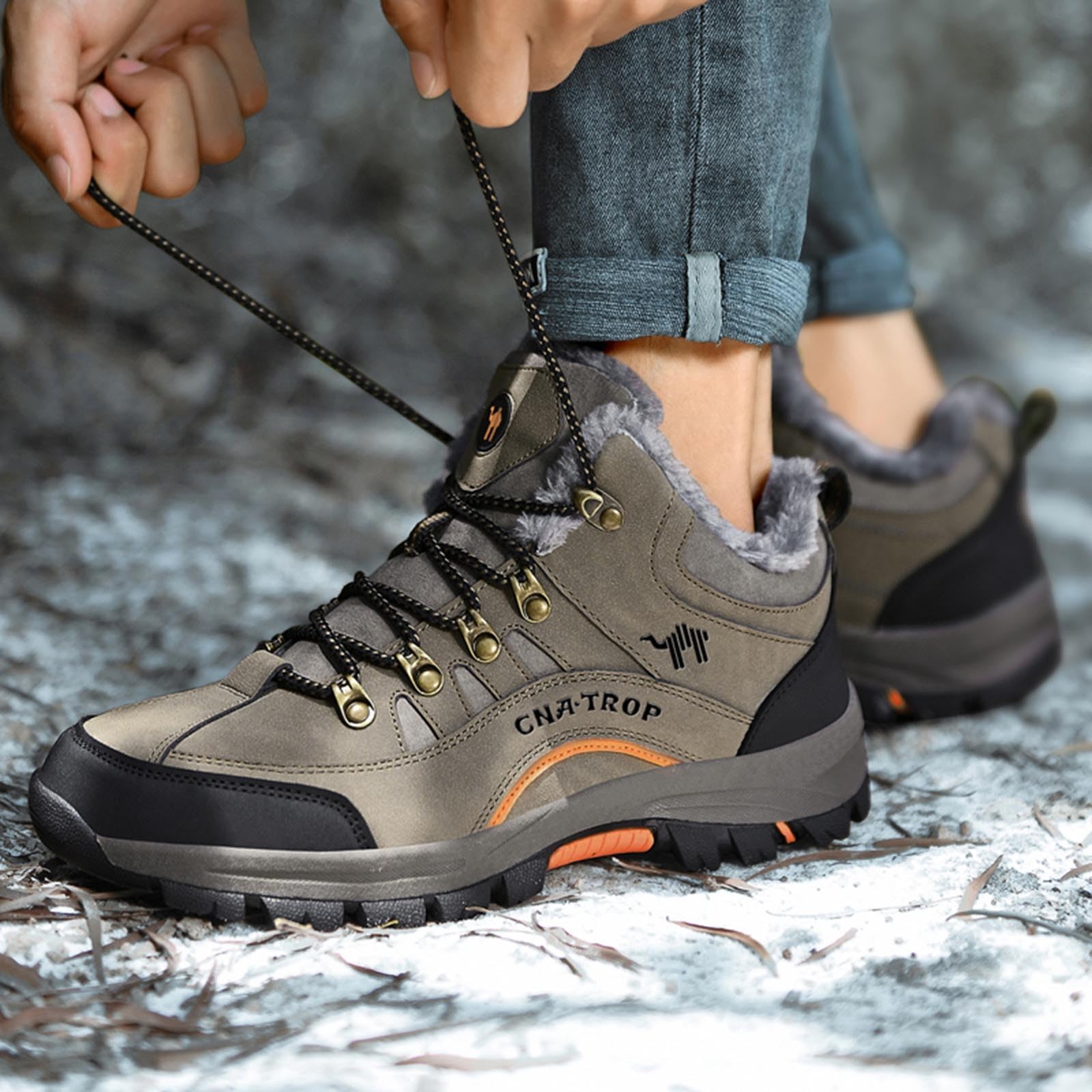 Herren Sport Schuhe - Herren Winter Freizeitschuhe Sportive Schnürstiefel Warme Baumwollgefütterte Outdoor-Aktivitäten
