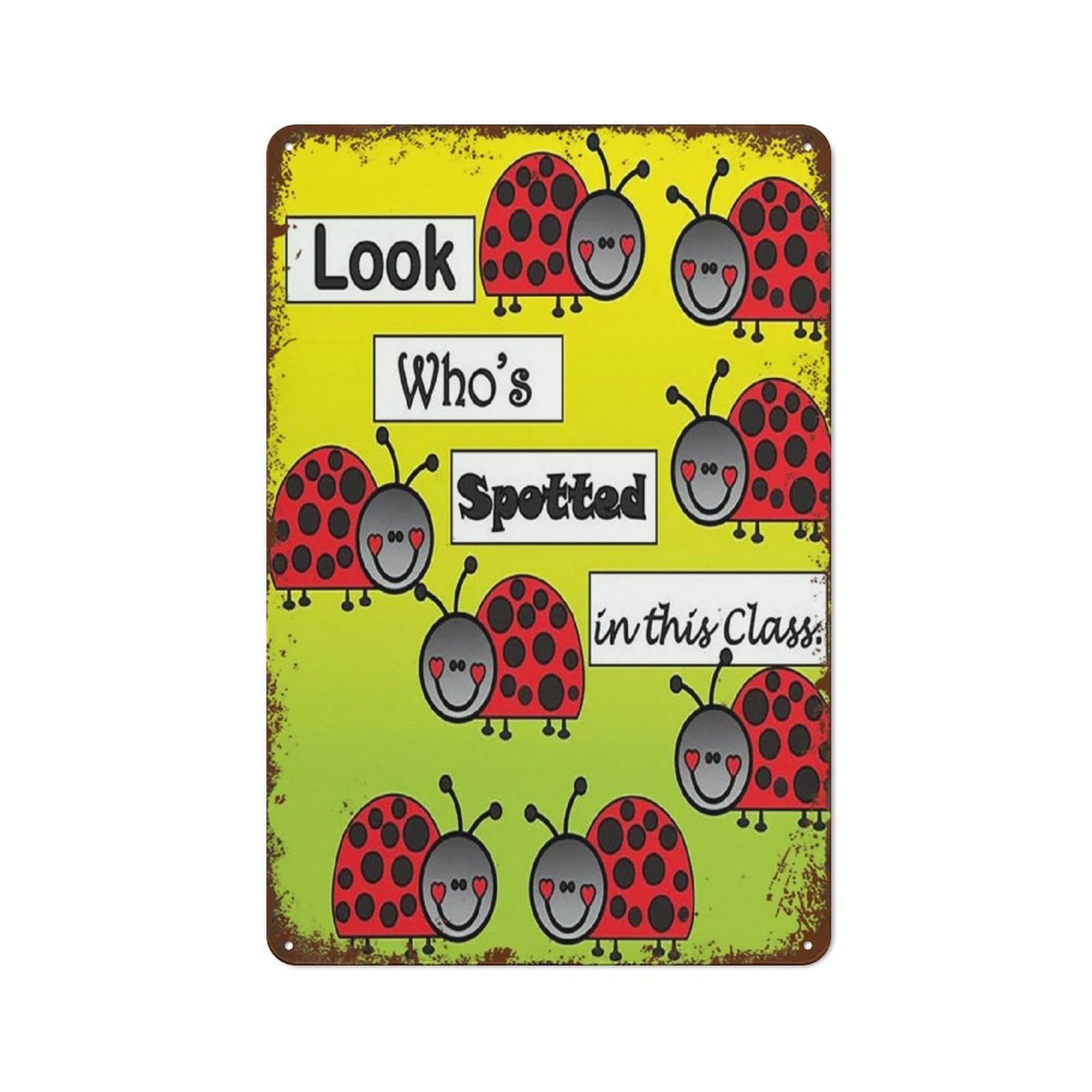 peiyeety Classroom Decorations Ladybug Vintage Tin Sign Metal Tin Sign Wall Art Relax Art Stress Relief Gift Fun Wall Decor 8"x12"