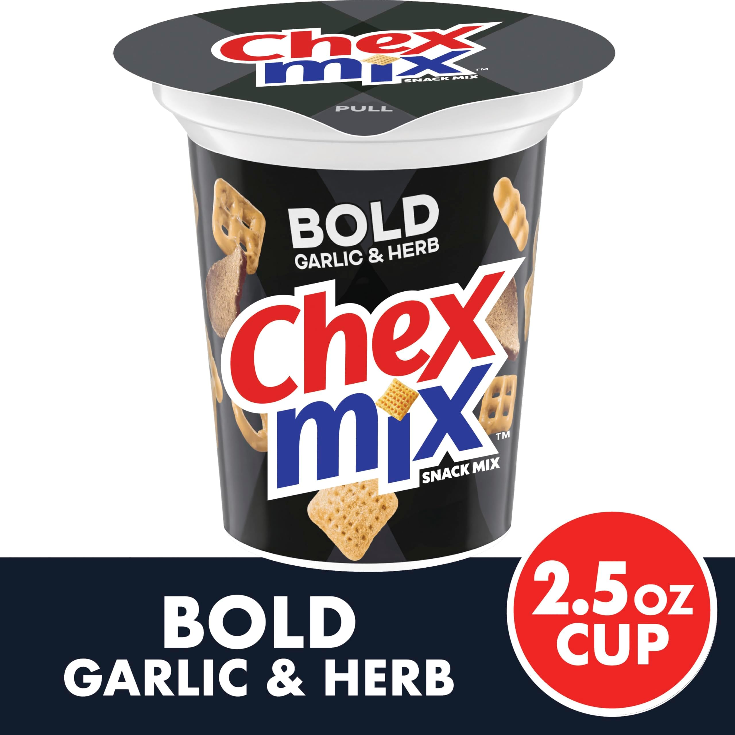 Chex Mix Bold Garlic and Herb Snack Mix, Snack Cup, 2.5 oz