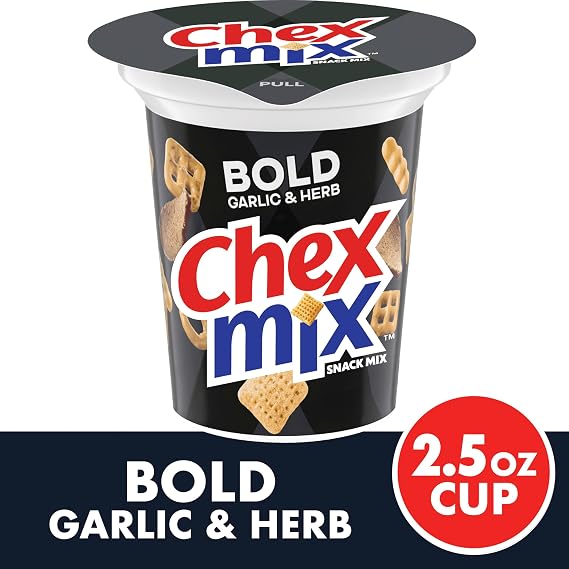 Chex Mix Bold Garlic and Herb Snack Mix, Snack Cup, 2.5 oz