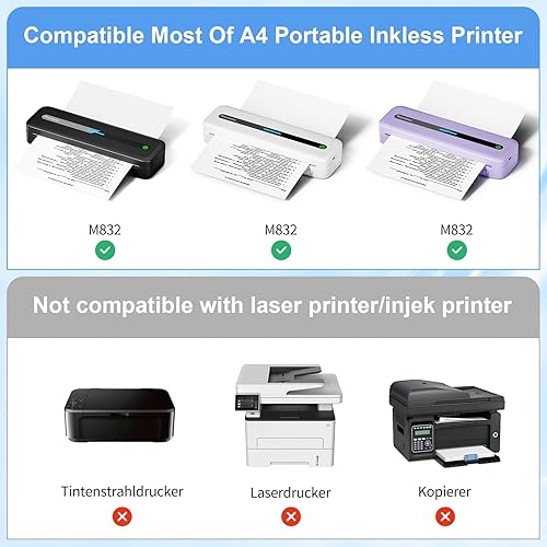 Vista 52 de Phomemo Papel adhesivo térmico blanco de 4.213 in, compatible con impresora de bolsillo inalámbrica Phomemo M04S/M04AS, texto negro, 3 rollos